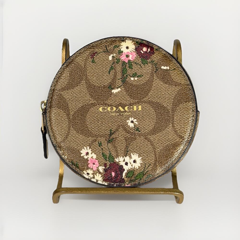 Coach Floral Print Zip Coin Case